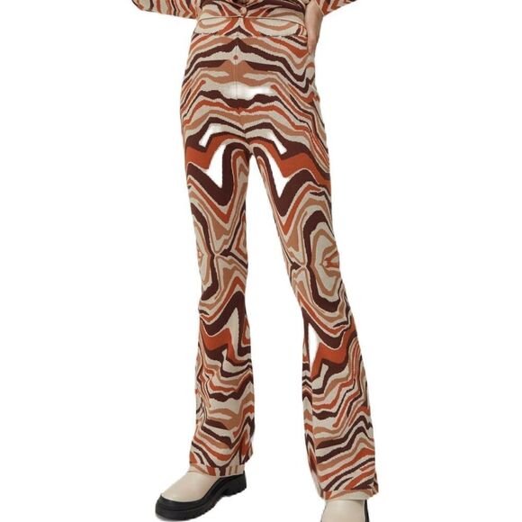 Nasty Gal Wave Print Knitted Flared Pants New Size Large - Picture 1 of 2